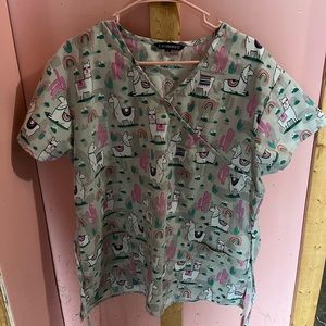 Llama and cactus scrub top!